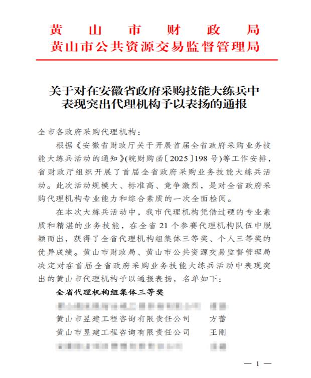 喜報！屯溪城建投公司參股企業(yè)昱建咨詢公司員工助力黃山代表隊斬獲省級大獎
